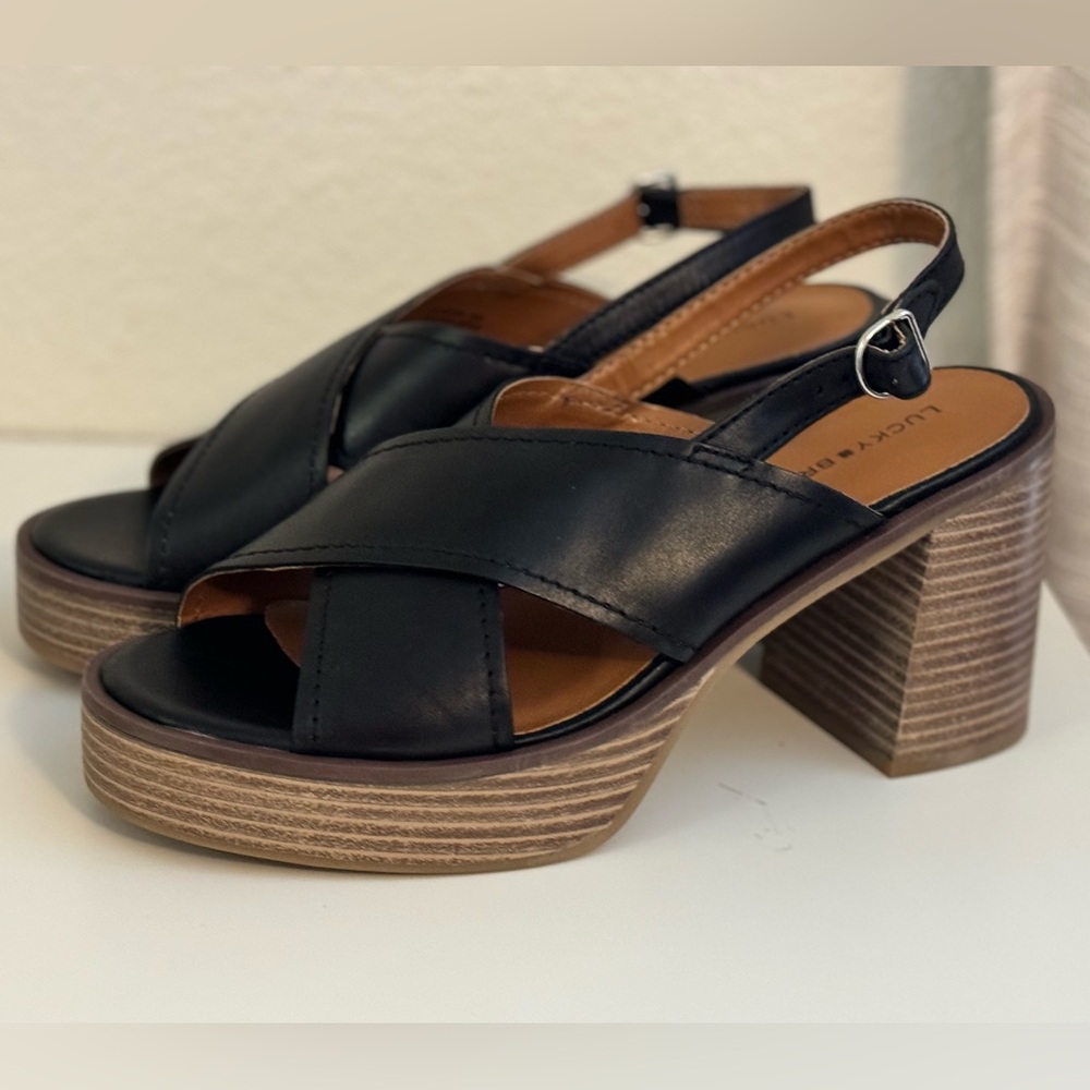 Lucky Brand Platform Sandals | Delmie Slingback | Black